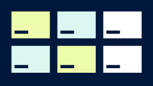 A grid of lime, mint and white dashboard tiles on navy, illustrating dashboard design tips