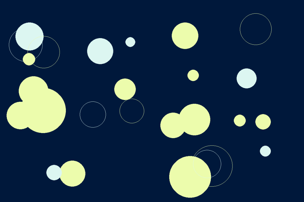 Abstract bubble chart of lime and mint circles on a dark navy background, representing crop yield data